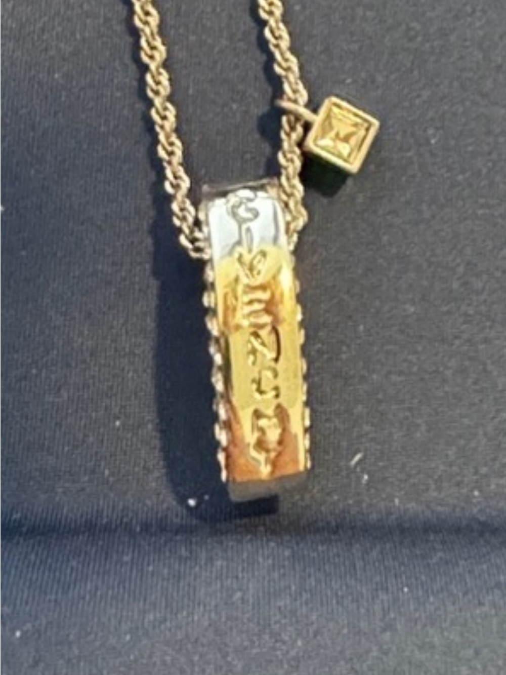 Givenchy Silver-Tone Logo Pendant Necklace with Crystal details